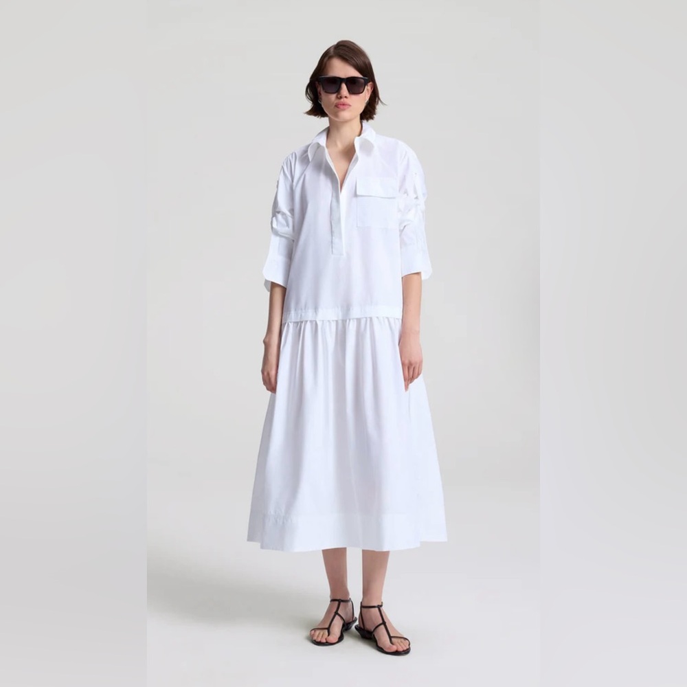 NWT A.L.C. Bonnie White Long Sleeve Cotton Dress